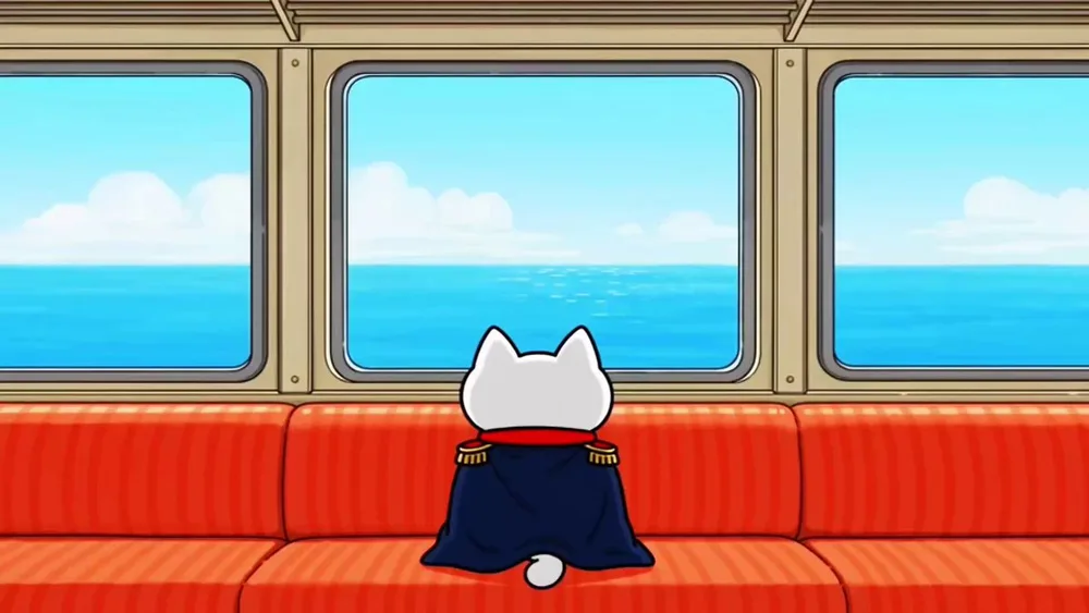 ronyn alone on a train bench, watching the sea go by
